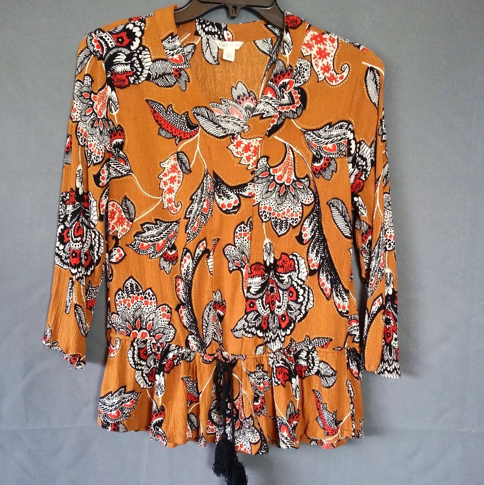 Cato V-neck floral peplum top 3 for 15 item